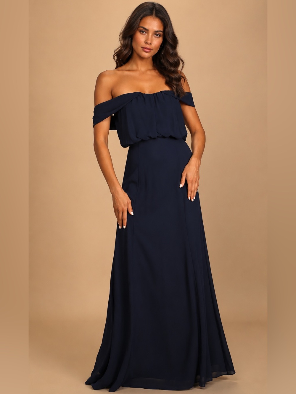 Enduring Love Navy Blue Off-the-Shoulder Maxi Dress NWT Large